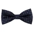 Mens navy blue bow tie with star jacquard and red dots, perfect for business and wedding parties. - Dark Blue