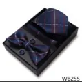 Conjunto Corbata Pajarita Pañuelo Gemelos Cuadros Boda Negocios Hombre Caja - WB255
