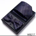 Elegante set de regalo corbata pañuelo pajarita gemelos jacquard geométrico hombre - WB217