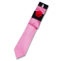 Pink mens jacquard tie set with pocket square and flower brooch for business party - AF184