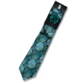 Men's blue gold jacquard paisley tie pocket square lapel flower set variant option. - AF185