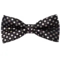 Men's star jacquard polyester bow tie, dark tone with gold pattern for wedding business party. - Gold