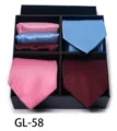 Men's business grid jacquard tie and pocket square gift box set for formal wedding wear. - GL58