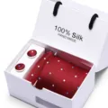 Rotes Seidenkrawatten und Manschettenknöpfe Geschenkset, elegante Jacquard Krawatte für Herren. - SB77