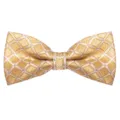 Men's gold diamond jacquard polyester bow tie for business weddings and party styling. - Gold