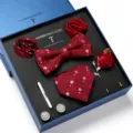 Heren bloemen jacquard stropdas pochet manchetknopen cadeauset voor de bruiloft - LB180