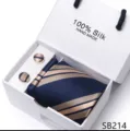 Heren zijden das set met manchetknopen pochet luxe zakelijke huwelijk geschenkdoos - SB214
