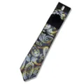 Men's fashion paisley jacquard tie set with black flower brooch for business wedding party. - AF189