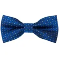 Classic blue mens bow tie with gold and pink dotted jacquard pattern for formal business wedding - Blue