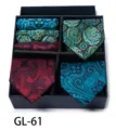 Men's paisley tie and pocket square gift box set for business formal wear and weddings. - GL61