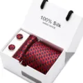 Herren 100% Seide Jacquard Krawatte Einstecktuch Manschettenknöpfe Geschenkset Hochzeit. - SB81