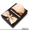 Conjunto de corbata pajarita y gemelos jacquard geometrico naranja para caballero - WB233
