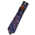 Men's Jacquard Tie Set Business Wedding Party Blue Floral Polyester Necktie with Brooch - AF191