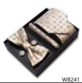 Set de regalo corbata hombre boda con patron jacquard floral azul, variante elegante. - WB241