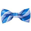 Men's blue striped bow tie for business, weddings, and formal parties, stylish fashion accessory. - Blue