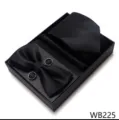 Conjunto Regalo Lujo Hombre Elegante Corbata Pajarita Pañuelo Gemelos Negro Jacquard - WB225