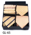 Men's Luxury Gold Tie and Pocket Square Gift Box Set Business Wedding Formal Wear - GL65