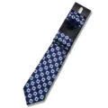 Blue geometric jacquard men tie set with pocket square lapel pin clip for wedding - AF194