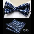 Men's jacquard bow tie pocket square and cufflinks set for wedding business suit accessories detail - JP194
