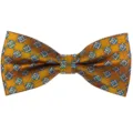Gold silk jacquard men bow tie for wedding party, elegant geometric star pattern styling. - Yellow