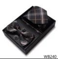 Set de corbata a cuadros para hombre caja de regalo boda negocios con pajarita y gemelos - WB240