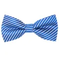 Blue striped bow tie for men, classic formal neckwear accessory for business wedding party. - Blue