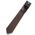 Set cravatta uomo marrone con cravatta lavorata, fiore per occhiello e spilla coordinati set. - Marrone