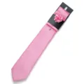 Set cravatta rosa solido da uomo con spilla floreale per affari matrimonio accessori formali - Rosa