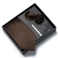 Set cravatta marrone uomo con fazzoletto da taschino spilla fermacravatta matrimonio - Marrone scuro