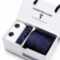 Men luxury paisley necktie pocket square cufflinks gift set for wedding business formal wear - SB1