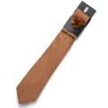 Set cravatta jacquard marrone tinta unita da uomo con elegante spilla a fiore in tessuto. - Marrone