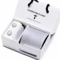 Blue and gold checkered mens tie, pocket square and cufflinks gift set in elegant white box. - SB3