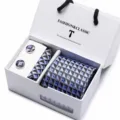 Men's business formal necktie pocket square and cufflinks gift box set with geometric pattern. - SB6