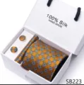 Luxe zijden stropdas en manchetknopen cadeau set voor heren formele trouwkostuum accessoires - SB223