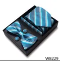 Conjunto de regalo corbata pajarita pañuelo gemelos turquesa para hombre boda. - WB229