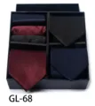 Men business tie gift box set with matching pocket squares, classic jacquard formal wear. - Gl68