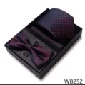 Conjunto de corbata de boda para hombre caja de regalo pajarita pañuelo gemelos azul - WB252