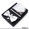 Set de regalo de corbata de boda jacquard blanca pajarita gemelos para hombres - WB231