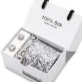 Herren Seidenkrawatte Geschenkset Jacquard Business Hochzeit Anzug Krawatte mit Manschettenknöpfen - SB90
