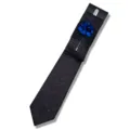 Men's polka dot necktie set with pocket square and blue flower brooch for business wedding. - AF200
