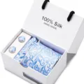 Herren Krawatte Seide Geschenkbox Set, elegante blaue Jacquardkrawatte mit Manschettenknöpfen. - SB92