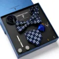 Heren Strik Pochet Manchetknopen Set Zakelijk Bruiloft Pak Accessoires Cadeau Box Nieuw - LB194