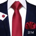 Set cravatta bordeaux fazzoletto da taschino gemelli uomo matrimonio affari abito S14 - S14