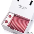 Rode zijden stropdas pochet en manchetknopen set voor heren bruiloft zakelijke kleding - SB230