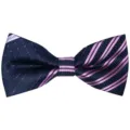 Mens silk bow tie business wedding party jacquard patterned stylish pre-tied bowknot necktie - Dark Blue