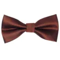 Men's rust brown bow tie with green dots, elegant jacquard polyester for wedding business party. - Red Brown