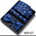 Blauwe bloemen stropdas set geschenkdoos voor mannen huwelijk zakelijke formele pak - WB167