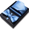 Heren blauwe das vlinderdas manchetknopen pochet set geschenkdoos trouwpak formele - WB242