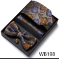 Ensemble de cravate formelle homme avec nœud papillon pochette et boutons de manchette - WB198