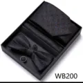 Coffret cravate nœud papillon pochette et boutons de manchette pour homme bleu pois. - WB200